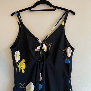 Topshop Black Floral Print Jumpsuit